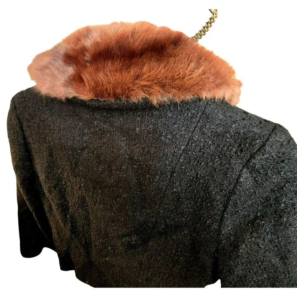 Girls Vintage Snyder-Craft California Black Jacket With Faux Fur Collar jj3729